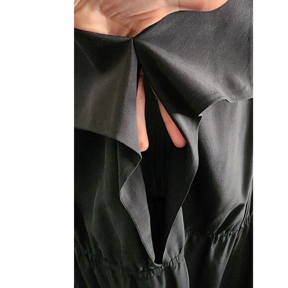 & Other Stories High Neck Sleeveless V-Back Silk Dress Black 36 Small - Picture 7 of 8